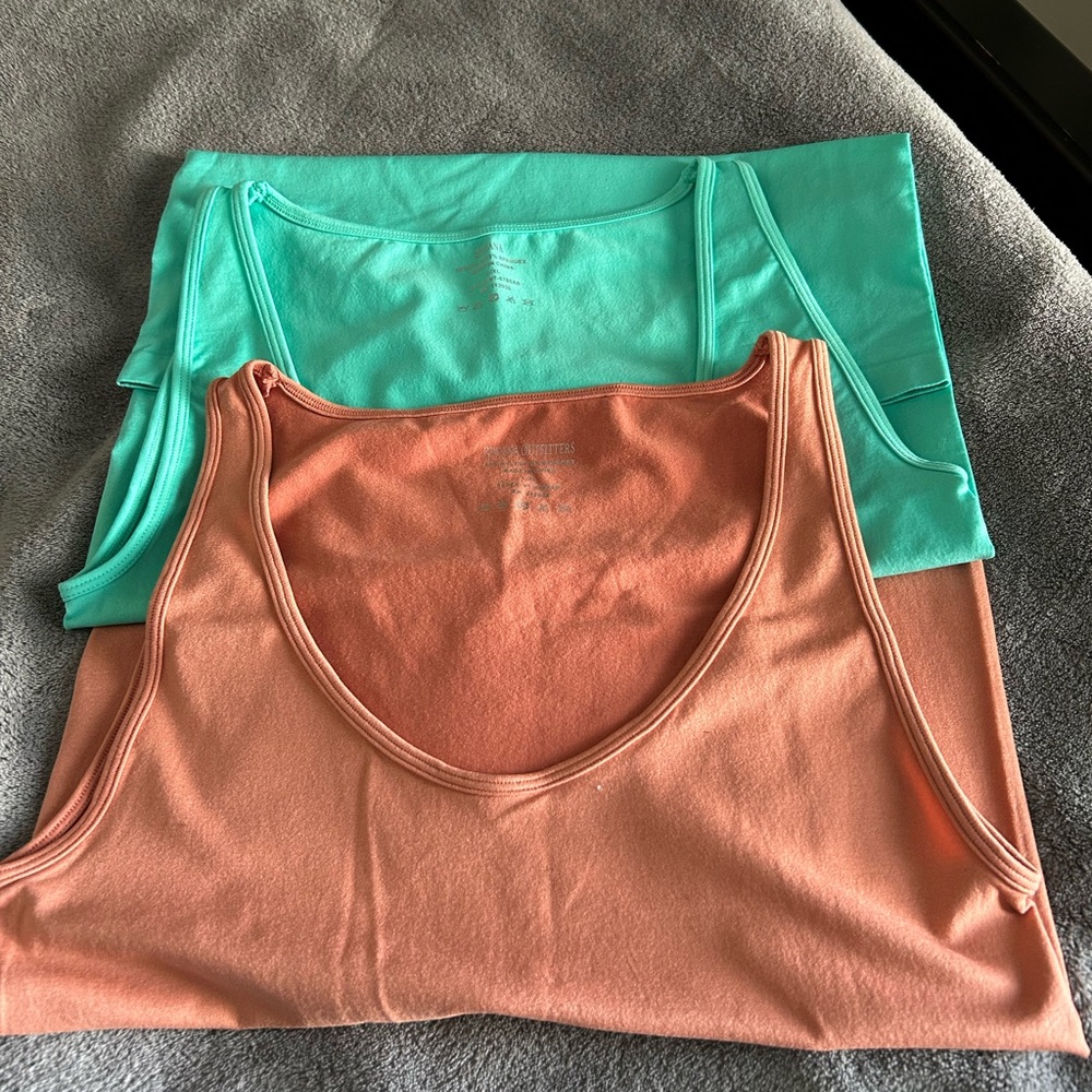 Zenana Outfitters Peach and Teal Tank Tops